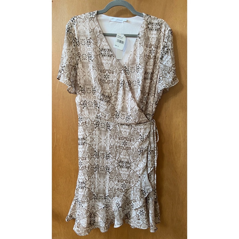 Snakeskin chiffon wrap dress